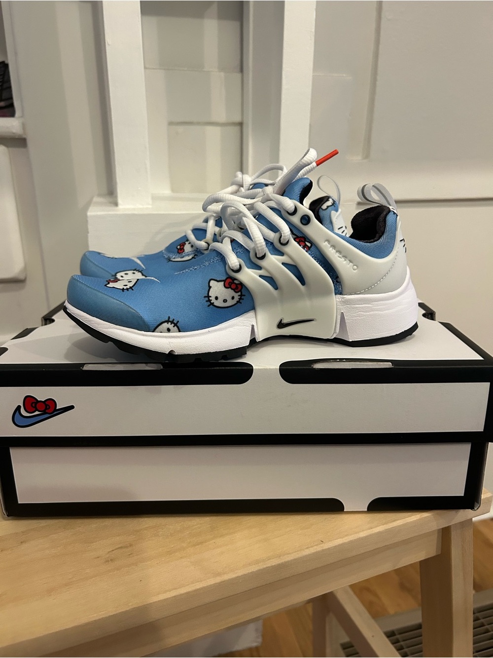Nike Blue and White Hello Kitty Slip-On Sneakers
